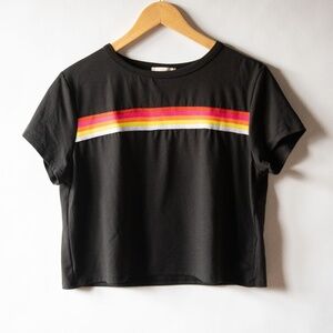 Rainbows & Cupcakes Short Sleeve Stripe Boxy Cropped T-Shirt Tee
